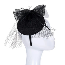 Load image into Gallery viewer, Black Fascinator with Organza Bow
