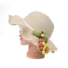 Load image into Gallery viewer, Kids Hat with Flowers - Beige
