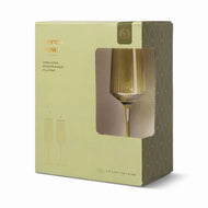 The Luna Set of 2 Champagne Flutes - Olive