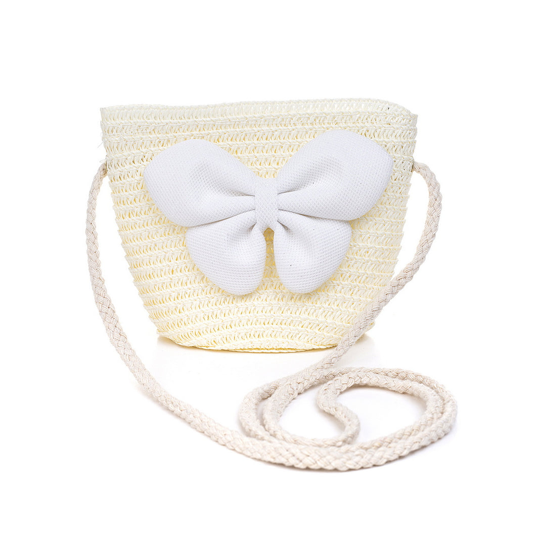 Kids White Straw Bag - White