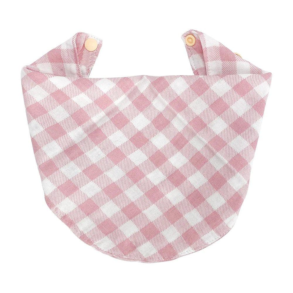 Muslin Bib Gingham - Pink Clay