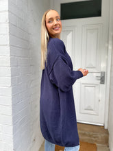 Load image into Gallery viewer, Navy Chunky Blouson Sleeve Cardigan
