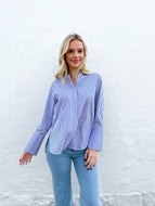 Navy And White Pinstripe Shirt