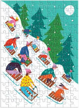 Load image into Gallery viewer, Tree Decorating 130pc Puzzle Ornament - Winter Sledding
