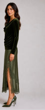 Load image into Gallery viewer, Olive Satin Lace Bias Cut Skirt
