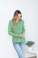 Green V Neck Cotton Knit Jumper