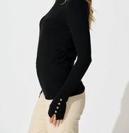 Black Knit With Gold Button sleeve