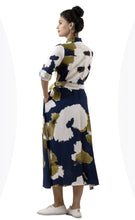 Load image into Gallery viewer, Navy, White and Khaki Print Shirt Dress
