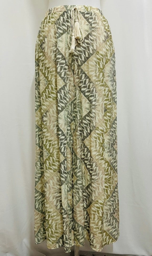 Olive Print Wide Leg Pants