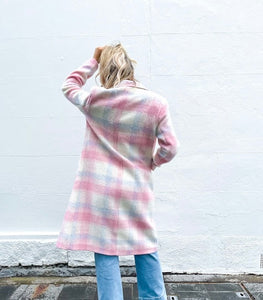 Pastel Fluff Check Jacket - Dusty Pink