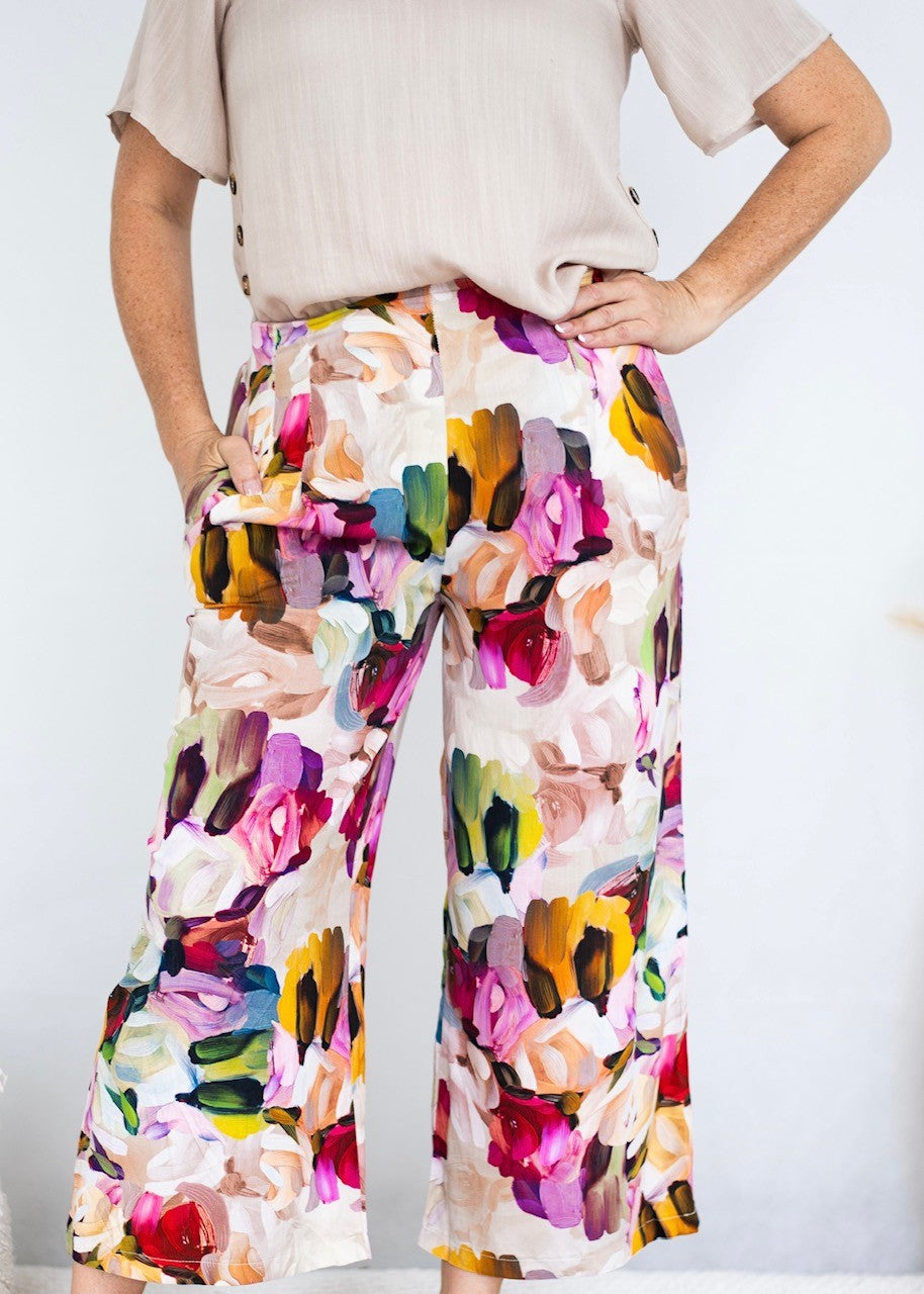 Floral Abstract Print Loose Pant