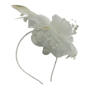 Floral Veil Fascinator White