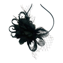 Load image into Gallery viewer, Floral Veil Fascinator Black
