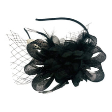 Load image into Gallery viewer, Floral Veil Fascinator Black
