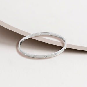 Crystal Station Bangle in Silver
