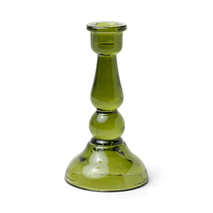 Tall Dark Green Glass Taper Holder